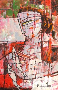 A. S. Rind, 9.4 x 15 Inch, Acrylic on Paper, Figurative Painting, AC-ASR-714